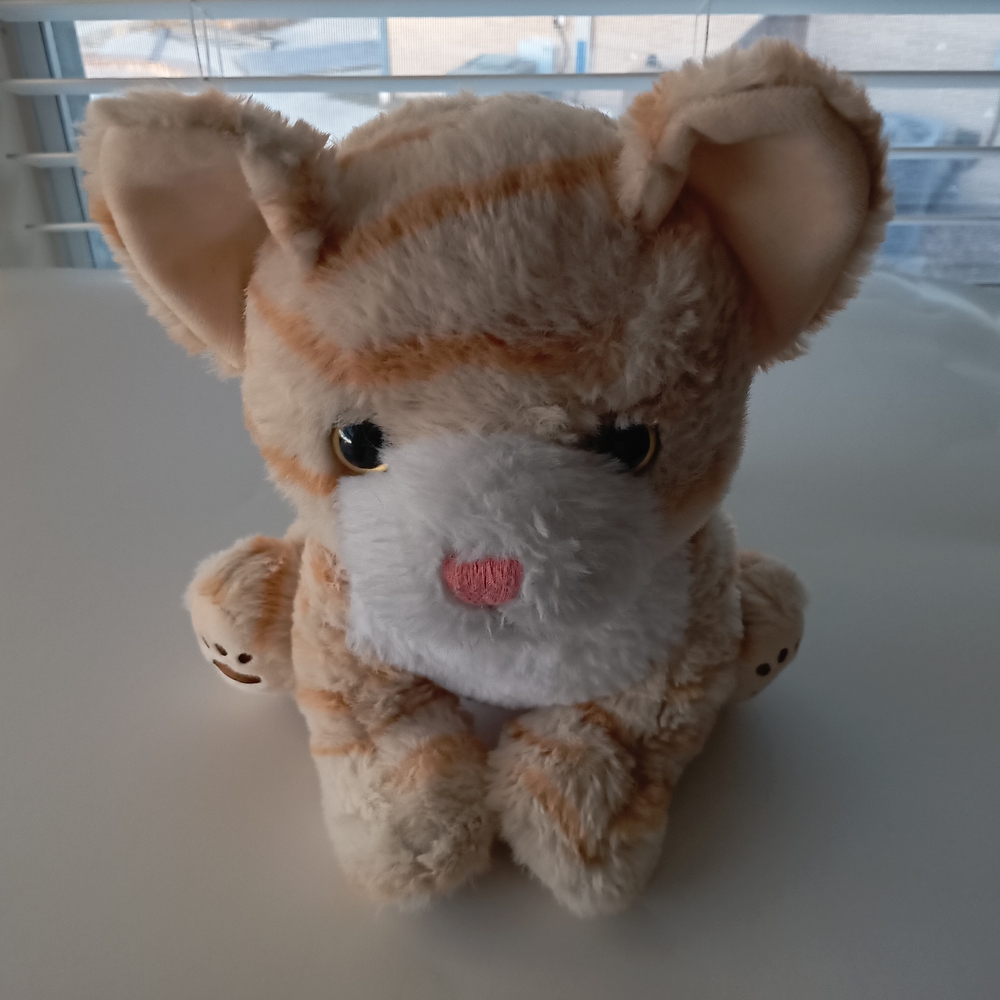 Plush Cream and Light Orange Striped Cat Stuffed Animal